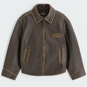 Mango Dark Brown Leather Jacket